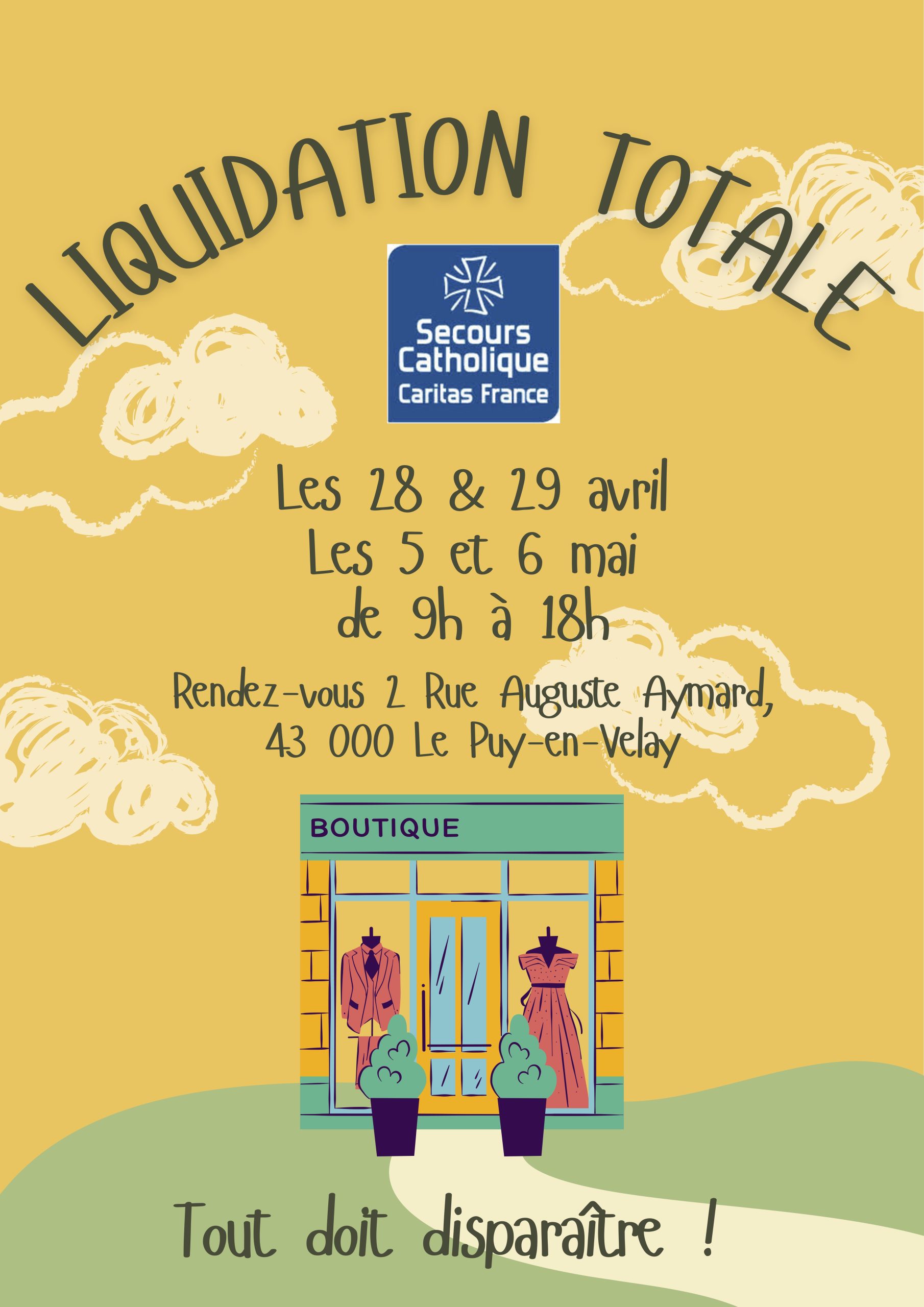 Secours Catholique : Liquidation totale de la Vestiboutique
